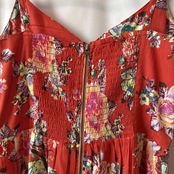 Roxy Women's XS Cottage Red Floral Smocked Mini Sundress Surf Skater Boho - Picture 4 of 12